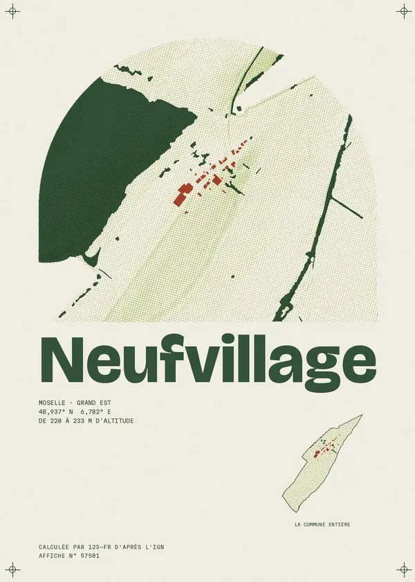 Affiche de Neufvillage, calculée par 123-fr d'après l'IGN