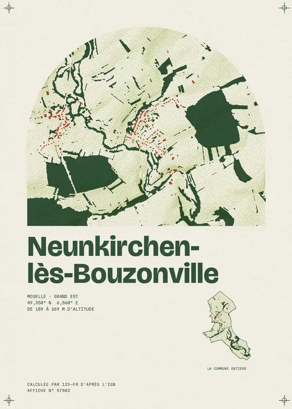 Affiche de Neunkirchen-lès-Bouzonville, calculée par 123-fr d'après l'IGN