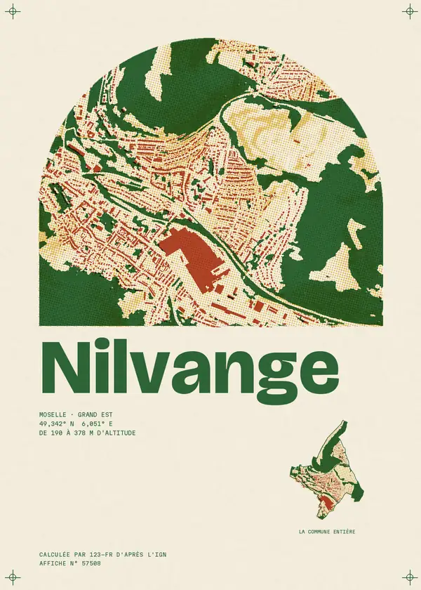 Affiche de Nilvange, calculée par 123-fr d'après l'IGN