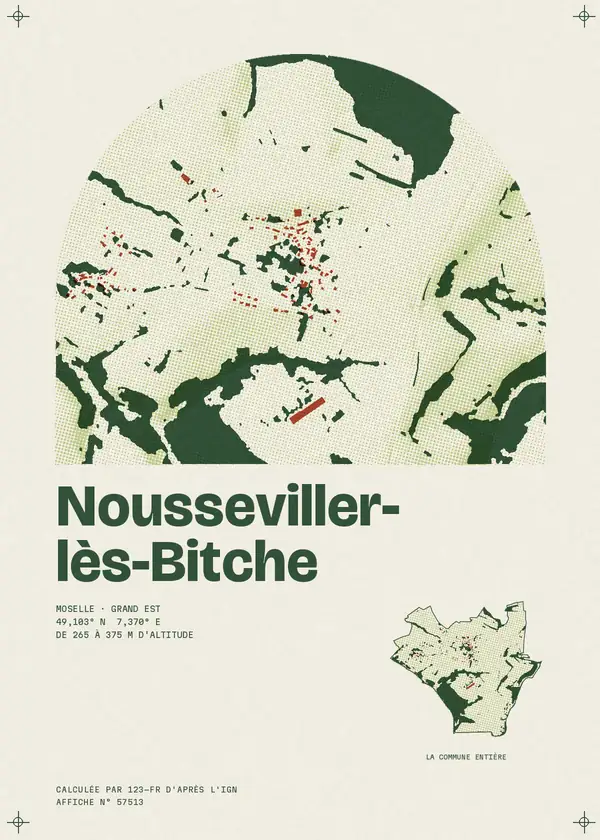 Affiche de Nousseviller-lès-Bitche, calculée par 123-fr d'après l'IGN