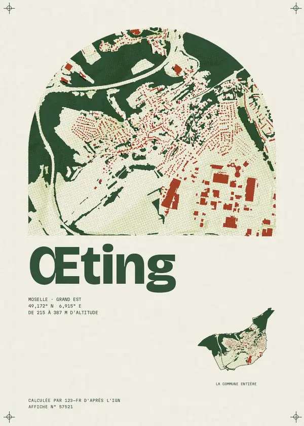 Affiche de Œting, calculée par 123-fr d'après l'IGN
