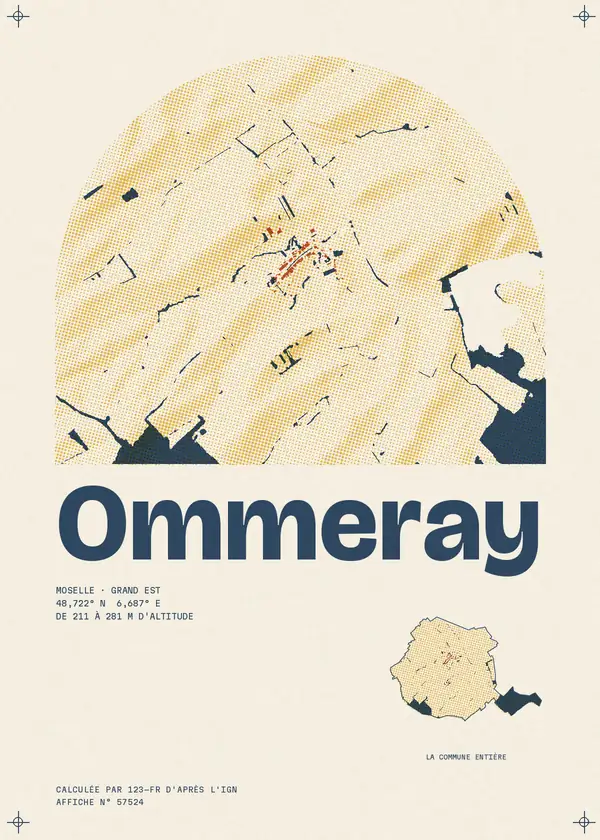 Affiche de Ommeray, calculée par 123-fr d'après l'IGN