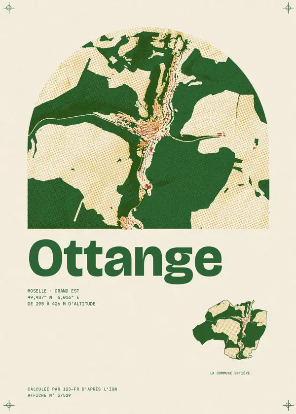 Affiche de Ottange, calculée par 123-fr d'après l'IGN
