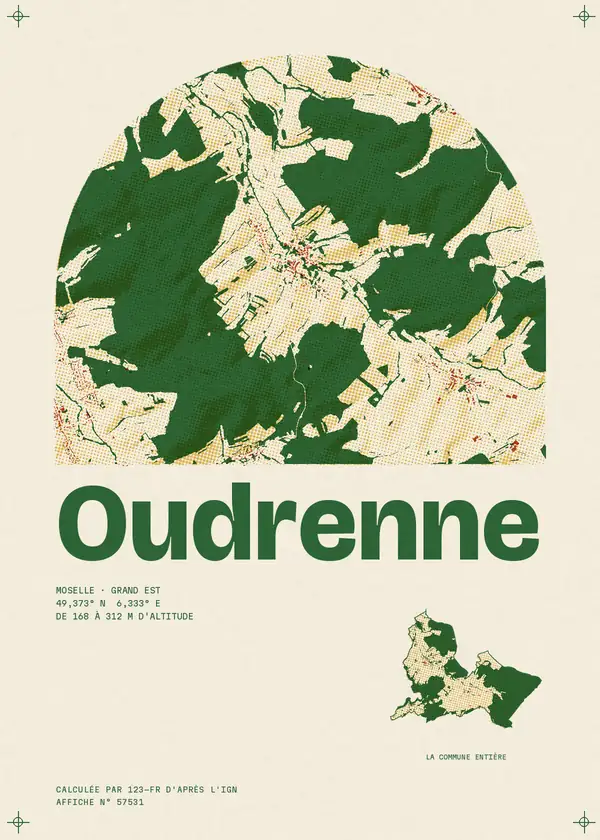 Affiche de Oudrenne, calculée par 123-fr d'après l'IGN
