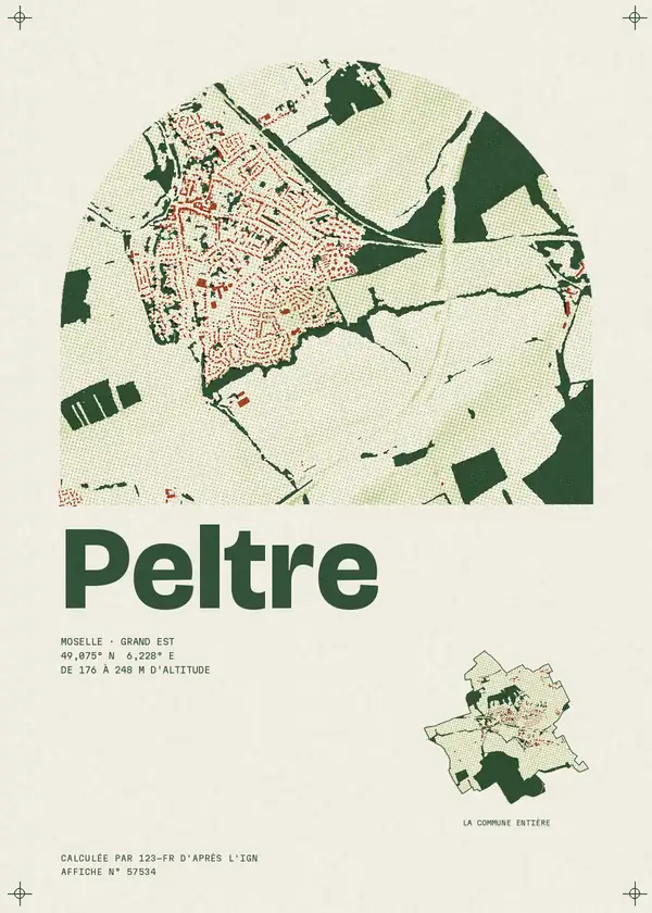 Affiche de Peltre, calculée par 123-fr d'après l'IGN