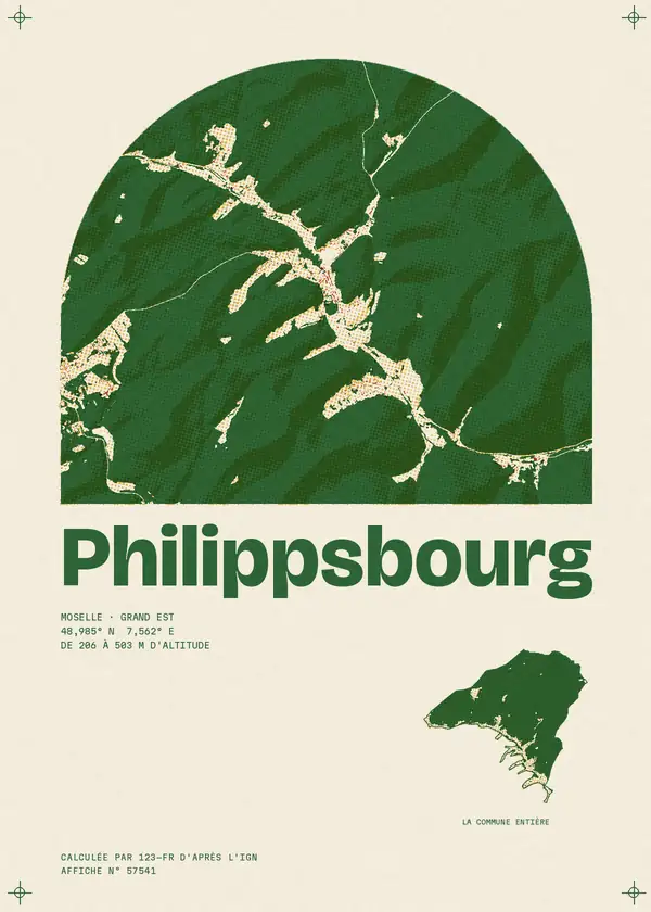 Affiche de Philippsbourg, calculée par 123-fr d'après l'IGN