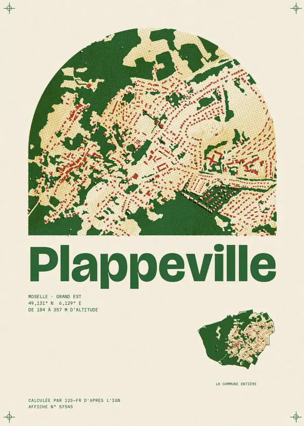 Affiche de Plappeville, calculée par 123-fr d'après l'IGN