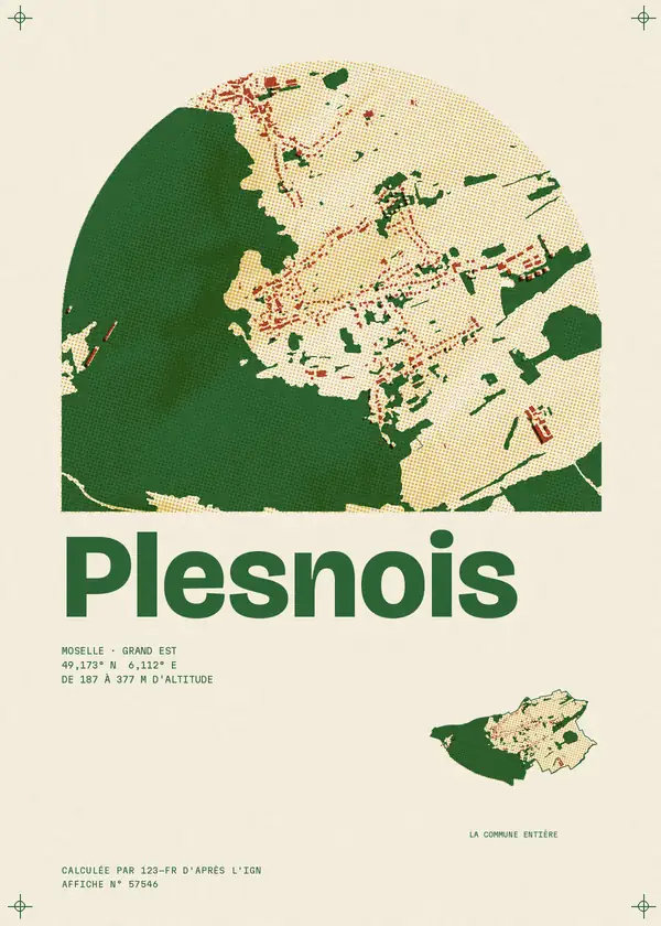 Affiche de Plesnois, calculée par 123-fr d'après l'IGN
