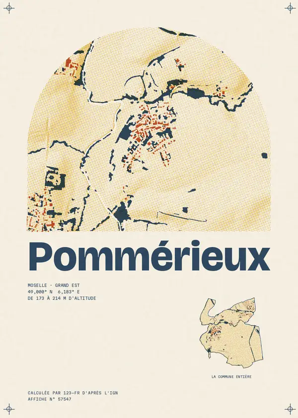 Affiche de Pommérieux, calculée par 123-fr d'après l'IGN