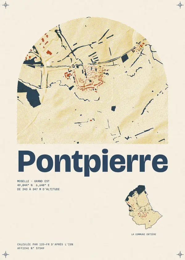 Affiche de Pontpierre, calculée par 123-fr d'après l'IGN