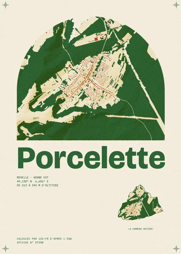 Affiche de Porcelette, calculée par 123-fr d'après l'IGN