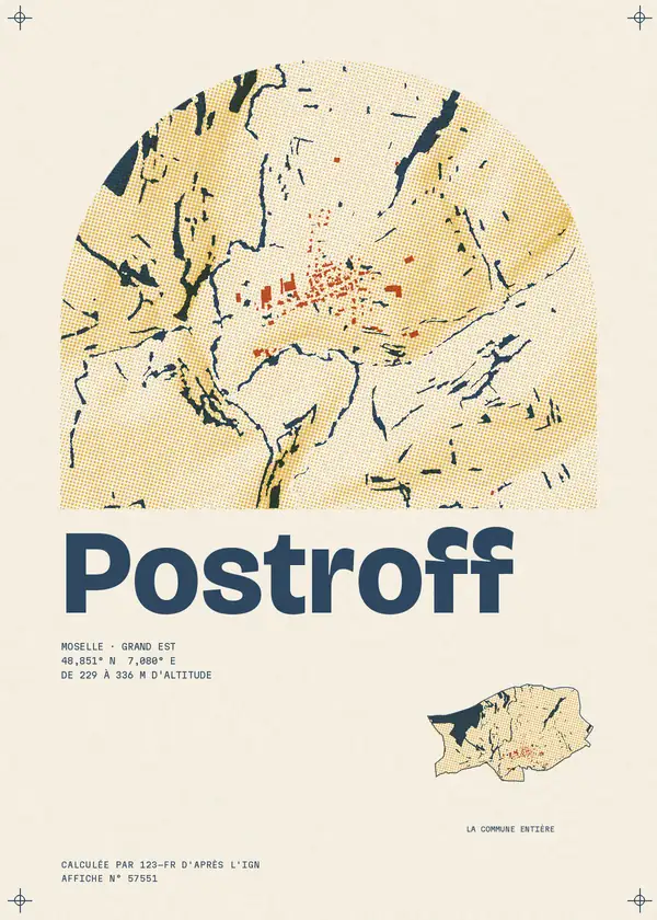 Affiche de Postroff, calculée par 123-fr d'après l'IGN