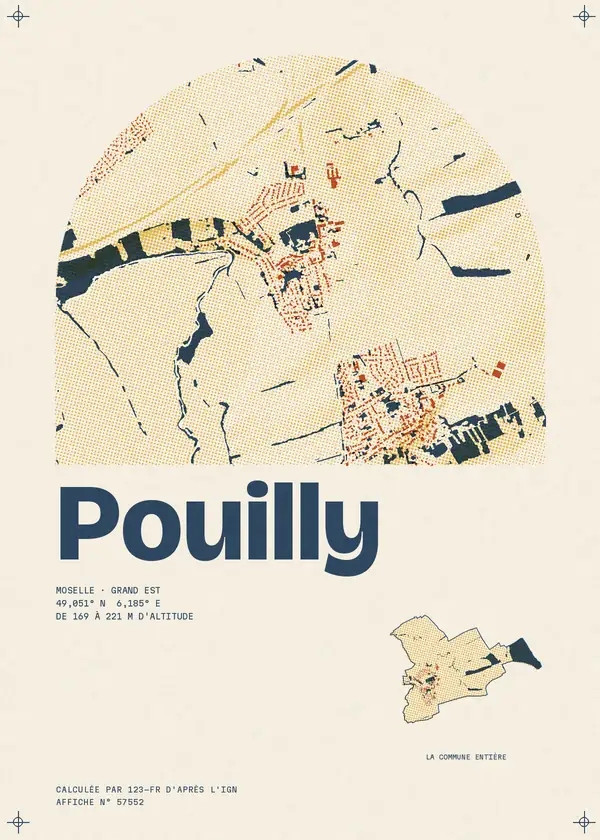 Affiche de Pouilly, calculée par 123-fr d'après l'IGN