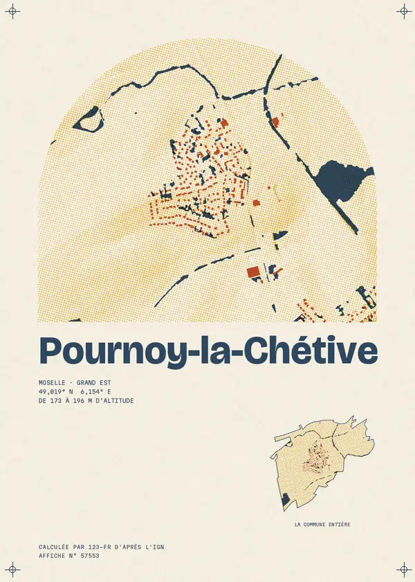 Affiche de Pournoy-la-Chétive, calculée par 123-fr d'après l'IGN