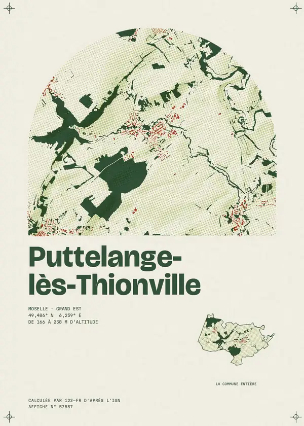 Affiche de Puttelange-lès-Thionville, calculée par 123-fr d'après l'IGN