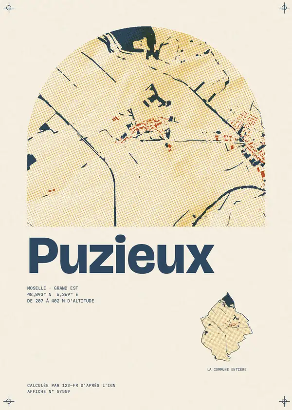 Affiche de Puzieux, calculée par 123-fr d'après l'IGN