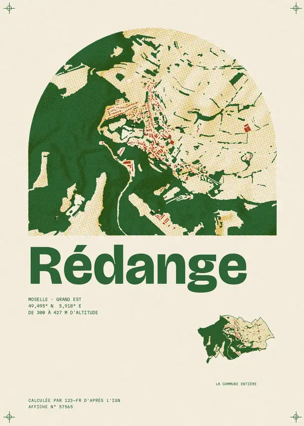 Affiche de Rédange, calculée par 123-fr d'après l'IGN
