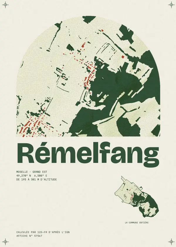 Affiche de Rémelfang, calculée par 123-fr d'après l'IGN