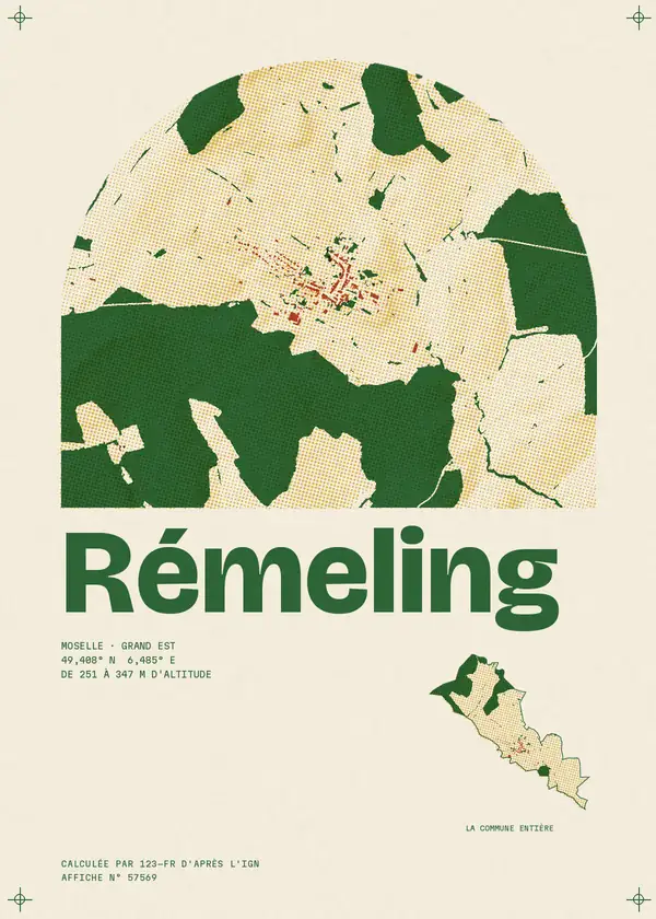 Affiche de Rémeling, calculée par 123-fr d'après l'IGN