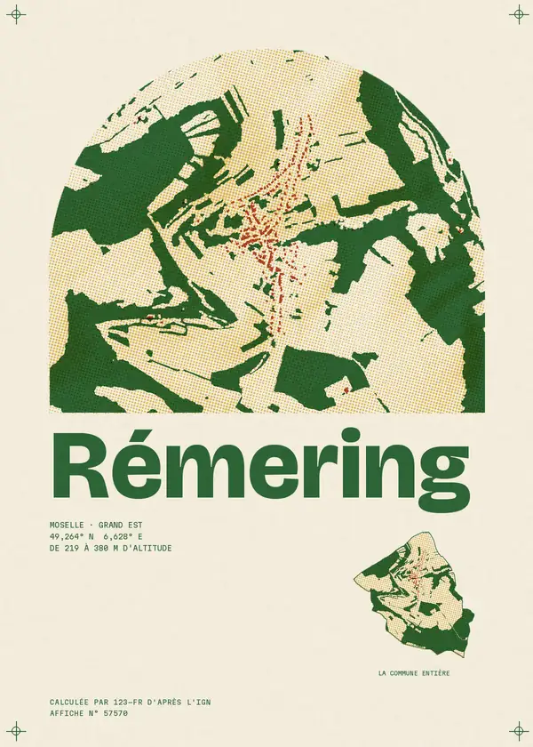 Affiche de Rémering, calculée par 123-fr d'après l'IGN
