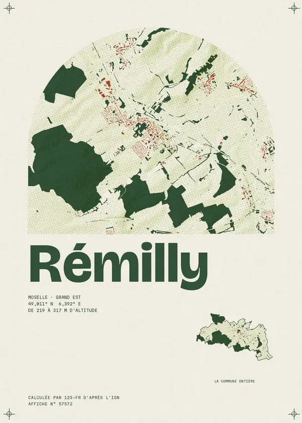 Affiche de Rémilly, calculée par 123-fr d'après l'IGN