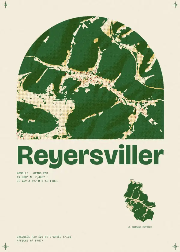 Affiche de Reyersviller, calculée par 123-fr d'après l'IGN