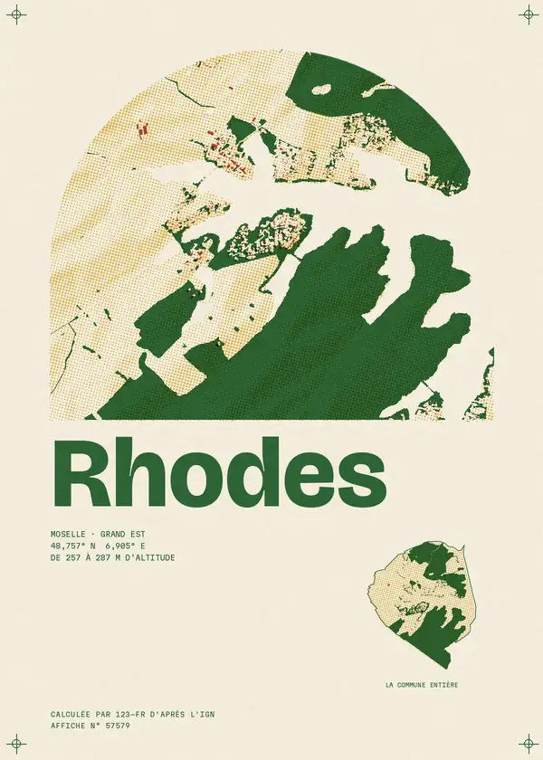 Affiche de Rhodes, calculée par 123-fr d'après l'IGN