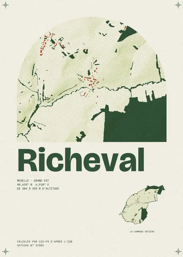 Affiche de Richeval, calculée par 123-fr d'après l'IGN