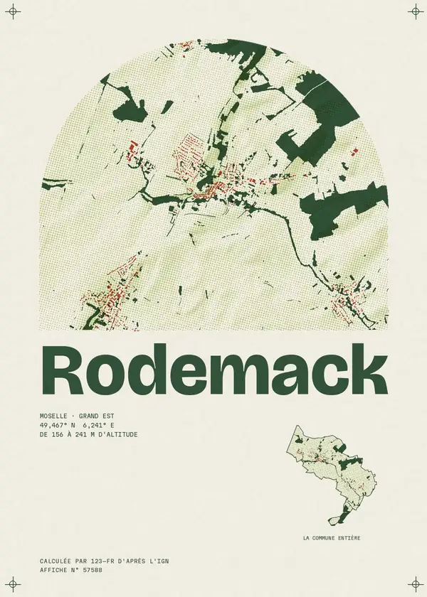 Affiche de Rodemack, calculée par 123-fr d'après l'IGN