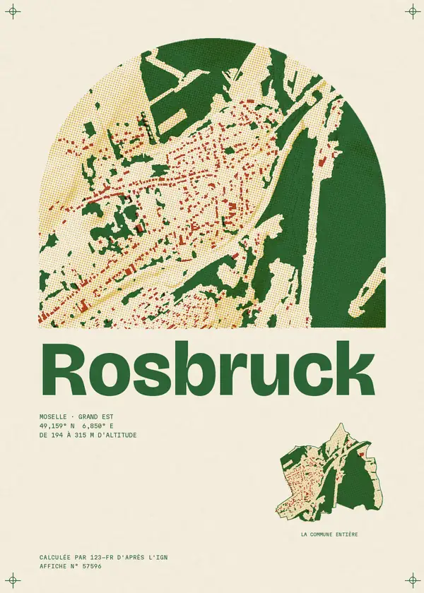 Affiche de Rosbruck, calculée par 123-fr d'après l'IGN