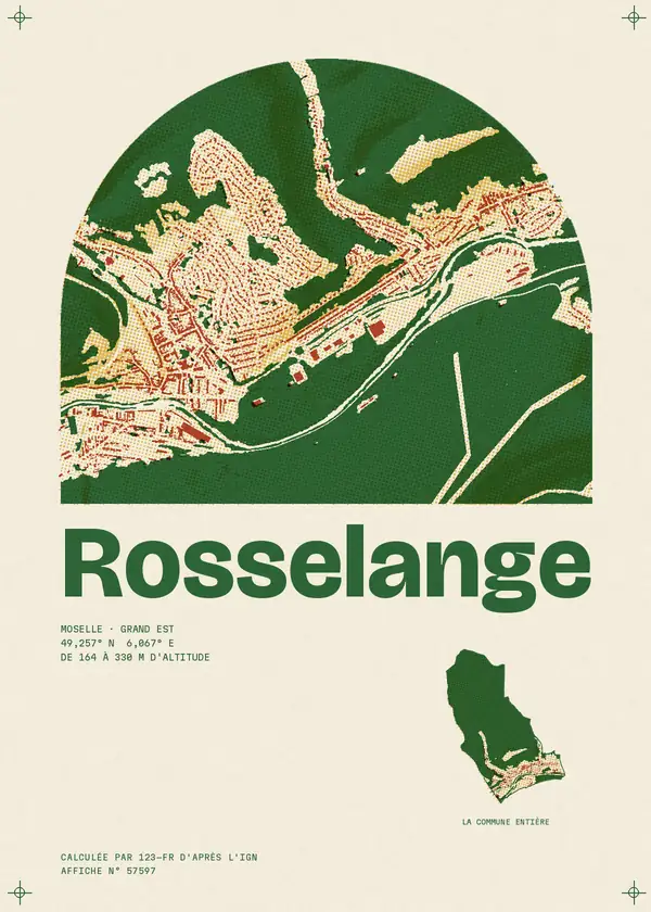 Affiche de Rosselange, calculée par 123-fr d'après l'IGN