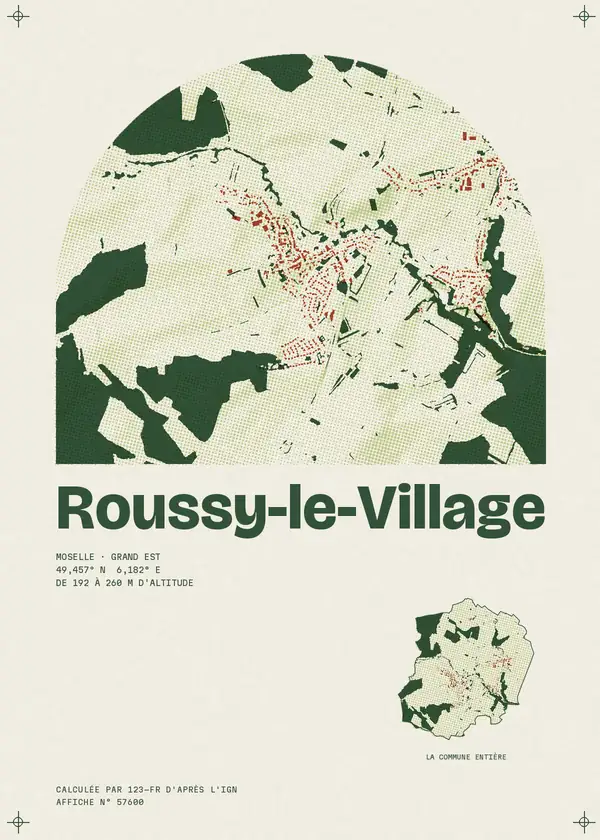 Affiche de Roussy-le-Village, calculée par 123-fr d'après l'IGN