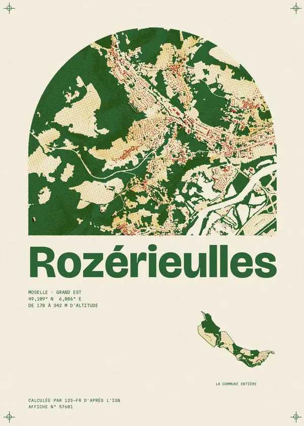 Affiche de Rozérieulles, calculée par 123-fr d'après l'IGN
