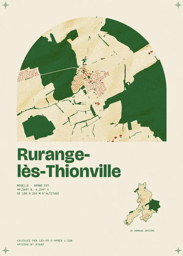Affiche de Rurange-lès-Thionville, calculée par 123-fr d'après l'IGN