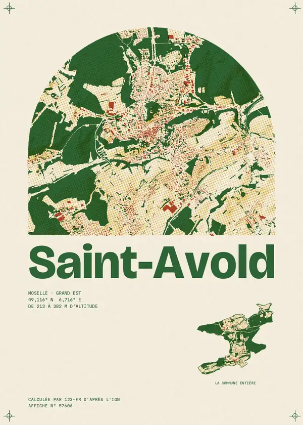 Affiche de Saint-Avold, calculée par 123-fr d'après l'IGN