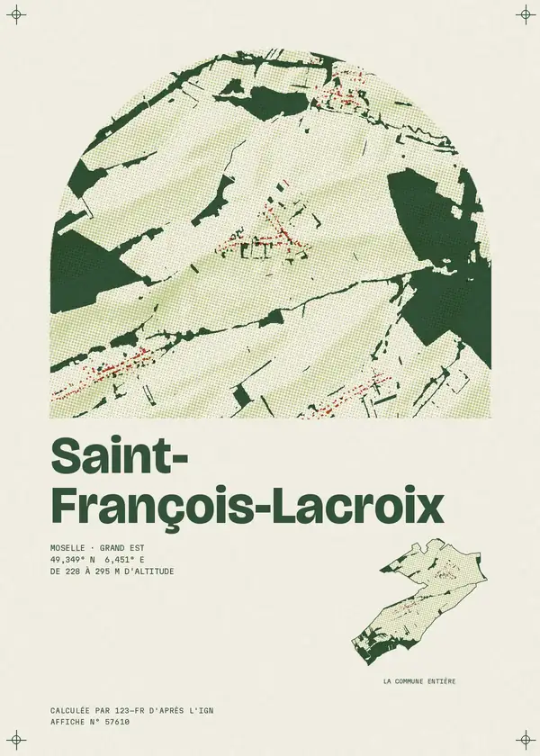Affiche de Saint-François-Lacroix, calculée par 123-fr d'après l'IGN