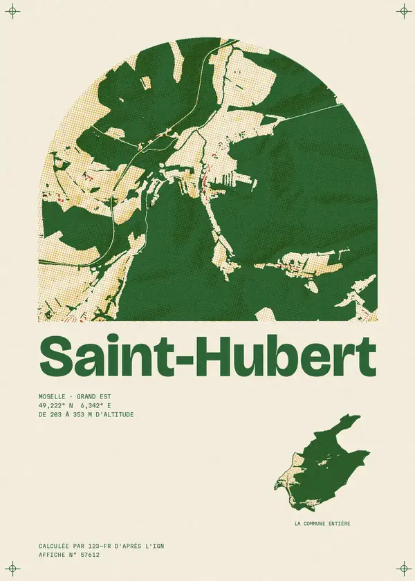Affiche de Saint-Hubert, calculée par 123-fr d'après l'IGN