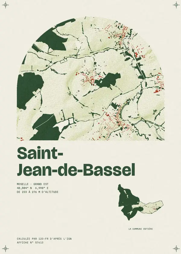 Affiche de Saint-Jean-de-Bassel, calculée par 123-fr d'après l'IGN