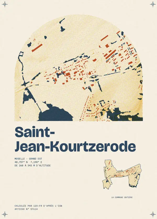Affiche de Saint-Jean-Kourtzerode, calculée par 123-fr d'après l'IGN