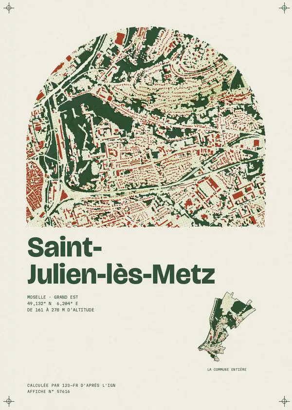 Affiche de Saint-Julien-lès-Metz, calculée par 123-fr d'après l'IGN