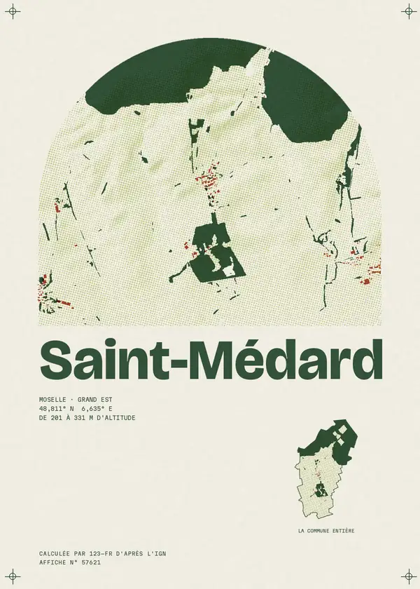 Affiche de Saint-Médard, calculée par 123-fr d'après l'IGN