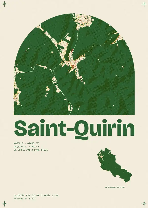 Affiche de Saint-Quirin, calculée par 123-fr d'après l'IGN