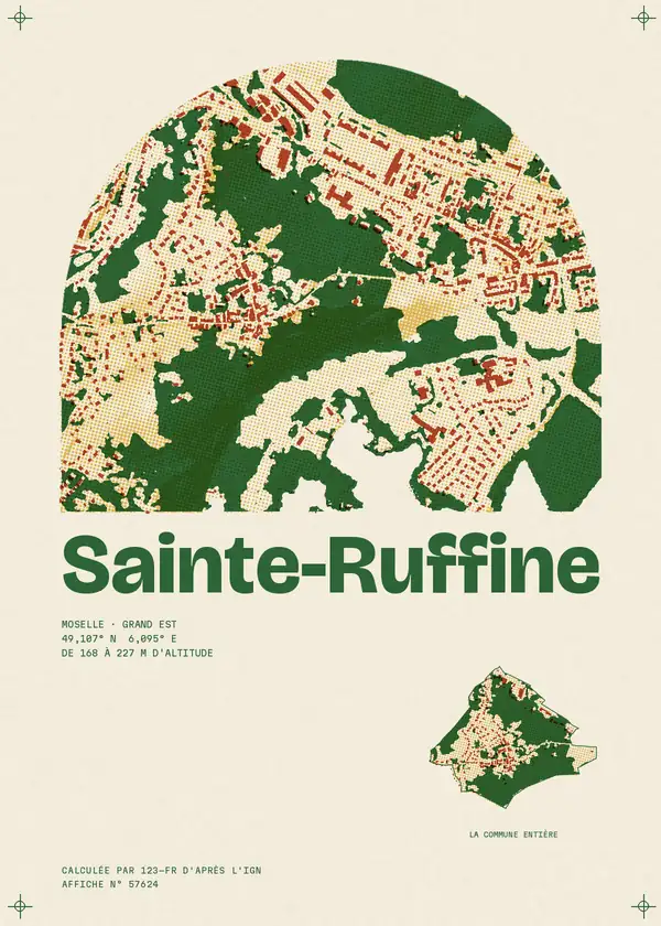 Affiche de Sainte-Ruffine, calculée par 123-fr d'après l'IGN