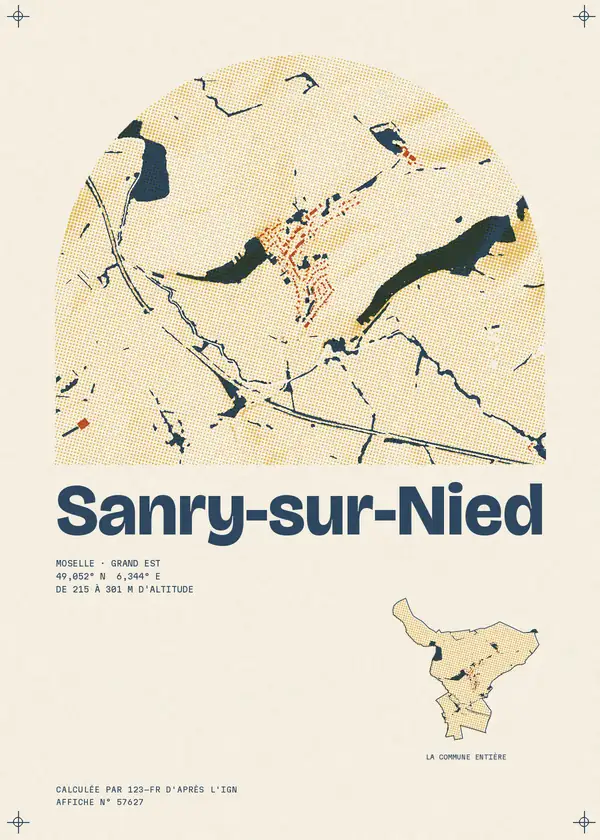 Affiche de Sanry-sur-Nied, calculée par 123-fr d'après l'IGN