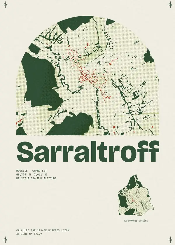Affiche de Sarraltroff, calculée par 123-fr d'après l'IGN