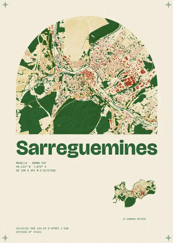 Affiche de Sarreguemines, calculée par 123-fr d'après l'IGN