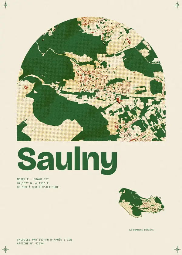 Affiche de Saulny, calculée par 123-fr d'après l'IGN