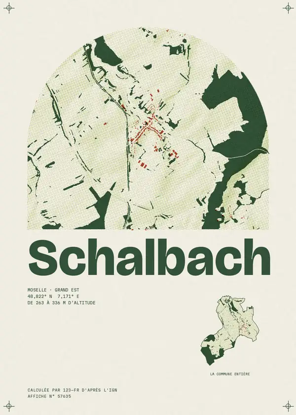 Affiche de Schalbach, calculée par 123-fr d'après l'IGN