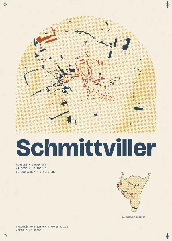 Affiche de Schmittviller, calculée par 123-fr d'après l'IGN