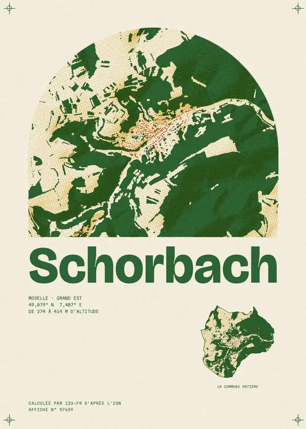 Affiche de Schorbach, calculée par 123-fr d'après l'IGN